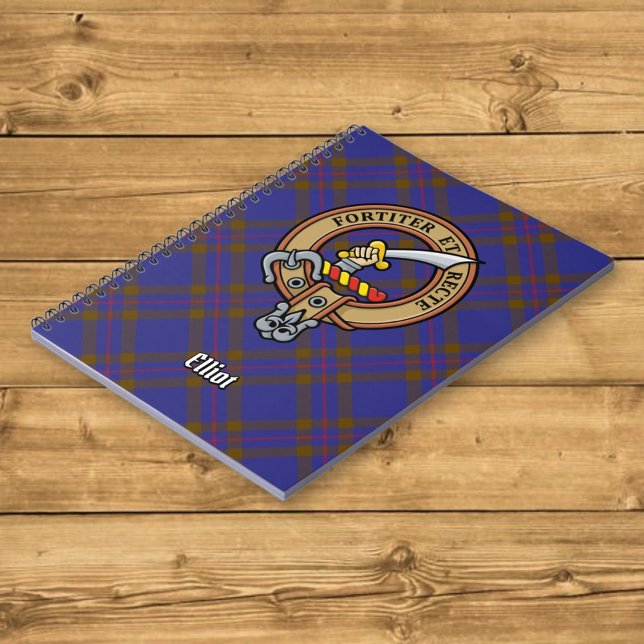 Clan Elliot Crest over Modern Tartan Notebook (Creator Uploaded)