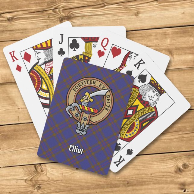 Clan Elliot Crest over Modern Tartan Playing Cards (Creator Uploaded)