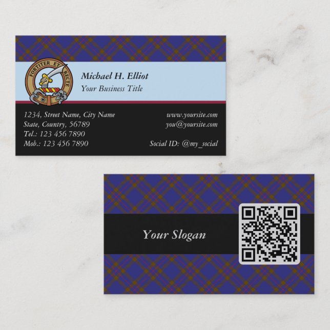 Clan Elliot Modern Tartan Business Card (Front/Back)