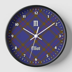 Clan Elliot Modern Tartan Large Clock