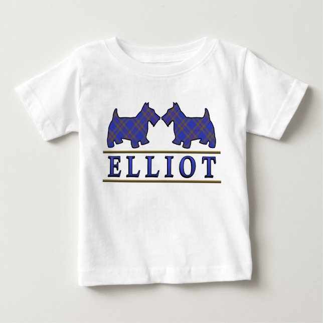 Clan Elliot Scottie Dogs Scottish Clan Tartan Baby T-Shirt (Front)