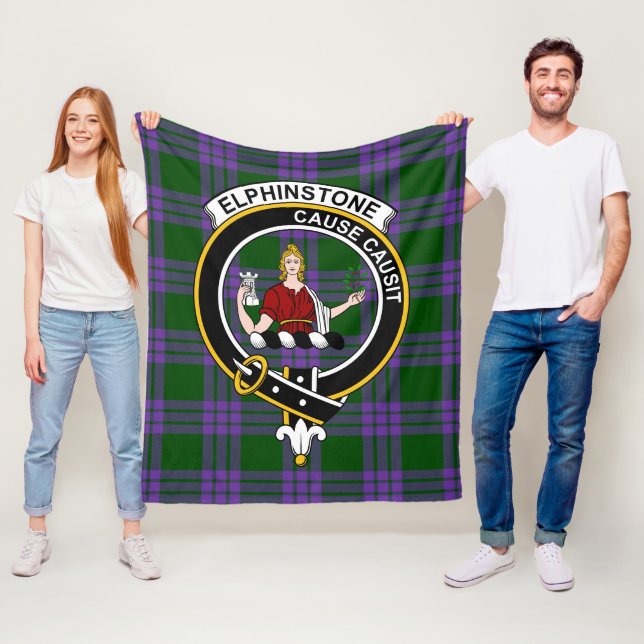 Clan Elphinstone Tartan Plaid Fleece Blanket (In Situ)