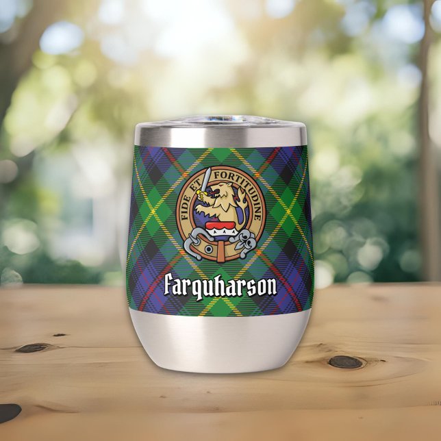 Clan Farquharson Crest over Tartan (Creator Uploaded)