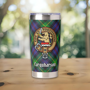 Clan Farquharson Crest over Tartan Insulated Tumbler