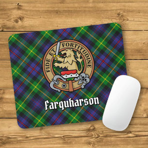 Clan Farquharson Crest over Tartan Mouse Pad