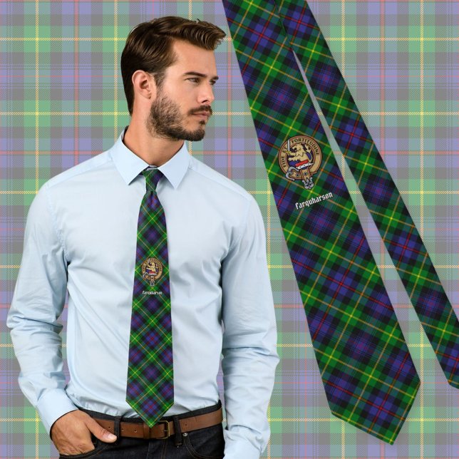 Clan Farquharson Crest over Tartan Tie (Creator Uploaded)