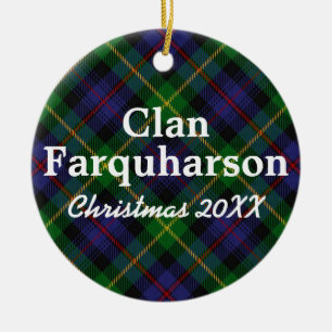 Clan Farquharson Scottish Tartan Ceramic Tree Decoration