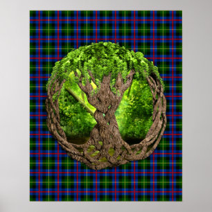 Clan Farquharson Tartan And Celtic Tree Of Life Poster