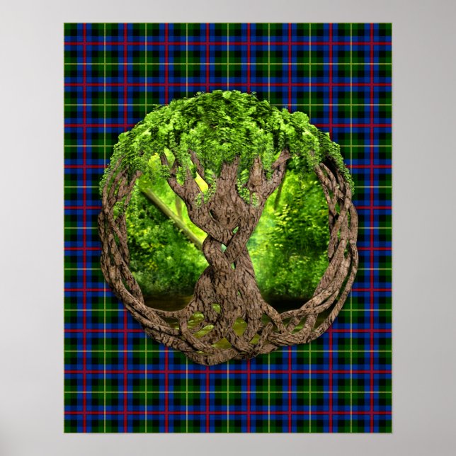 Clan Farquharson Tartan And Celtic Tree Of Life Poster (Front)