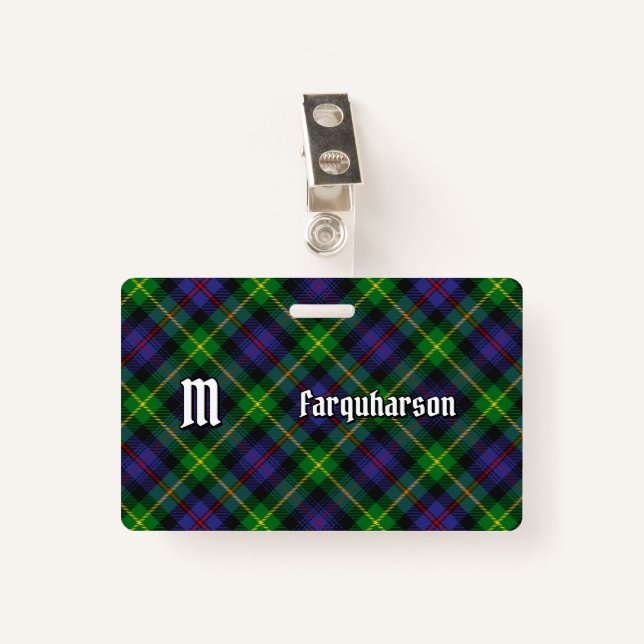 Clan Farquharson Tartan Badge ID Badge (Front with Clip)
