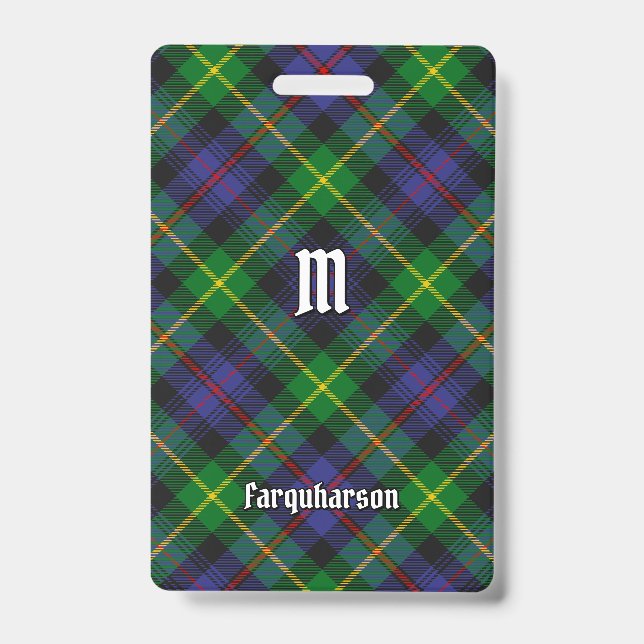 Clan Farquharson Tartan Badge ID Badge (Front)