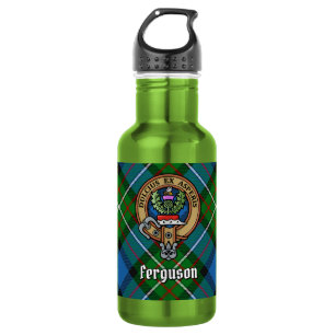Clan Ferguson Crest over Tartan 532 Ml Water Bottle