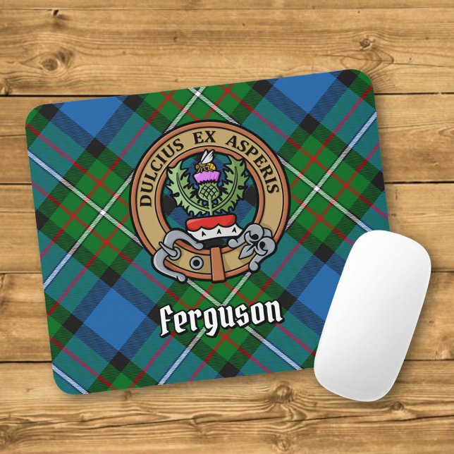 Clan Ferguson Crest over Tartan Mouse Pad (Creator Uploaded)