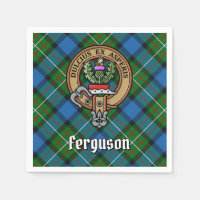 Clan Ferguson Crest over Tartan