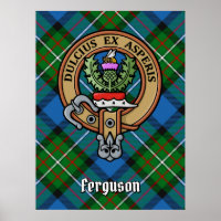 Clan Ferguson Crest over Tartan