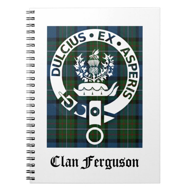 Clan Ferguson Crest Tartan Spiral Notebook (Front)