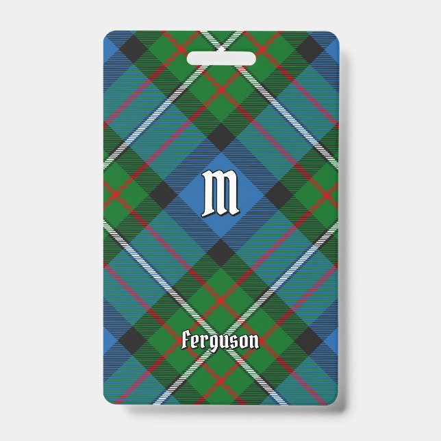 Clan Ferguson Hunting Tartan Badge ID Badge (Front)