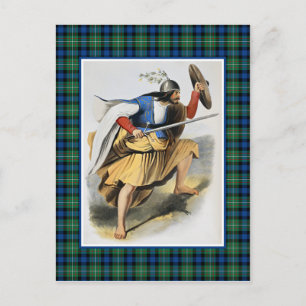 Clan Ferguson Vintage Illustration Tartan Frame Postcard