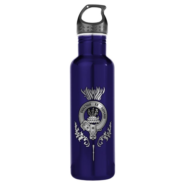 Clan Fergusson Crest & Scottish Thistle 710 Ml Water Bottle (Front)