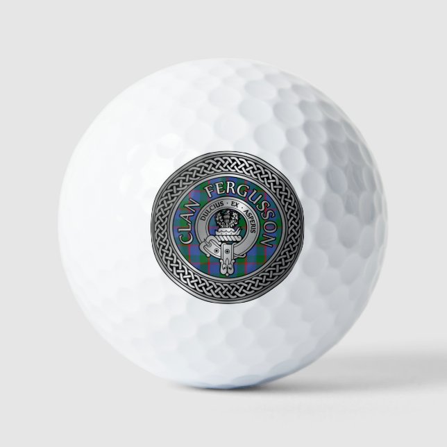 Clan Fergusson Crest & Tartan Knot Golf Balls (Front)