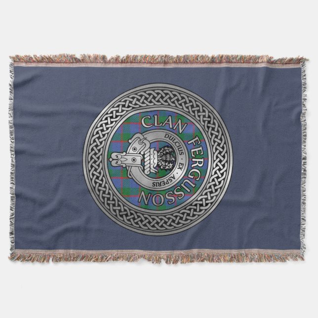 Clan Fergusson Crest & Tartan Knot Throw Blanket (Front)