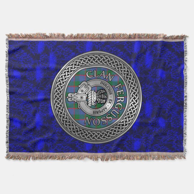 Clan Fergusson Crest & Tartan Knot Throw Blanket (Front)