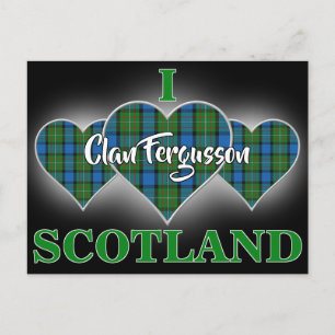 Clan Fergusson I Love Scotland Tartan Heart Postcard