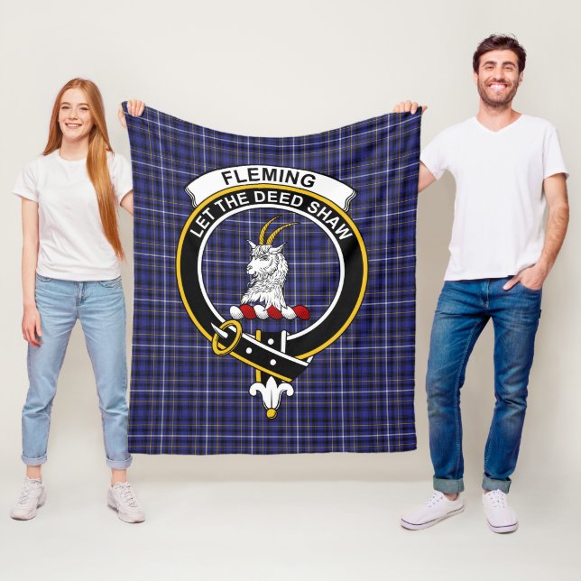 Clan Fleming Tartan Plaid Fleece Blanket (In Situ)