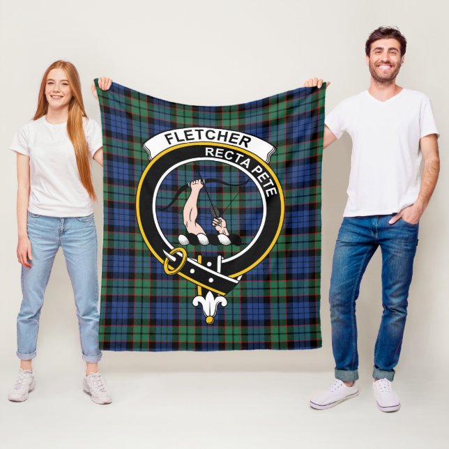 Clan Fletcher Ancient Tartan Plaid Fleece Blanket (In Situ)