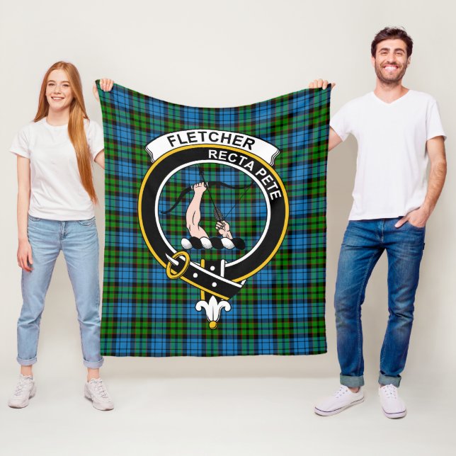 Clan Fletcher Tartan Plaid Fleece Blanket (In Situ)