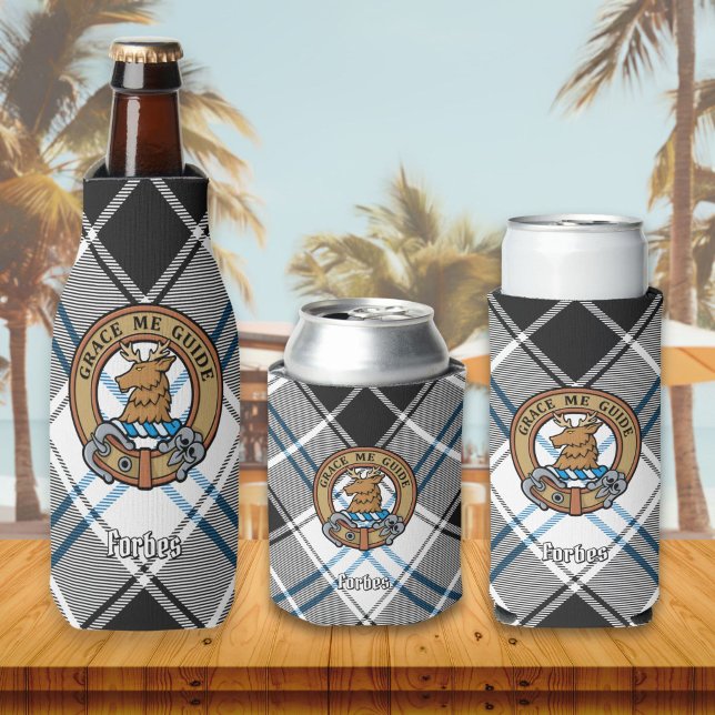 Clan Forbes Crest over Dress Tartan Bottle Cooler (Creator Uploaded)