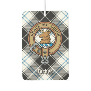 Clan Forbes Crest over Dress Tartan Car Air Freshener