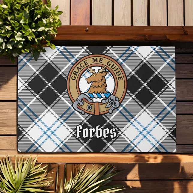 Clan Forbes Crest over Dress Tartan Doormat (Creator Uploaded)