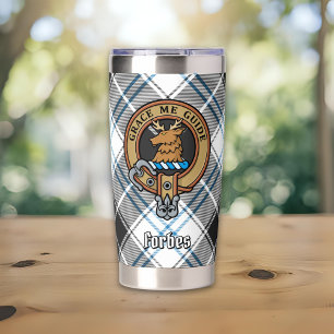 Clan Forbes Crest over Dress Tartan Insulated Tumbler