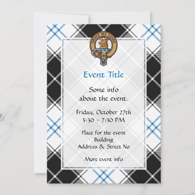 Clan Forbes Crest over Dress Tartan Invitation (Front)
