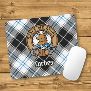 Clan Forbes Crest over Dress Tartan Mouse Pad