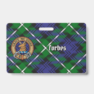 Clan Forbes Crest over Tartan ID Badge