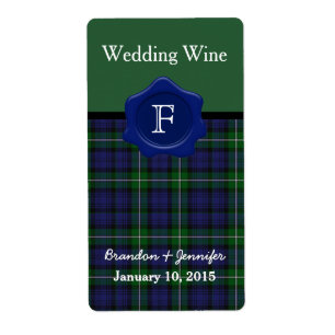 Clan Forbes Plaid Wedding Mini Wine Labels