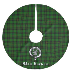 Clan Forbes Tartan and Crest Badge  Brushed Polyester Tree Skirt
