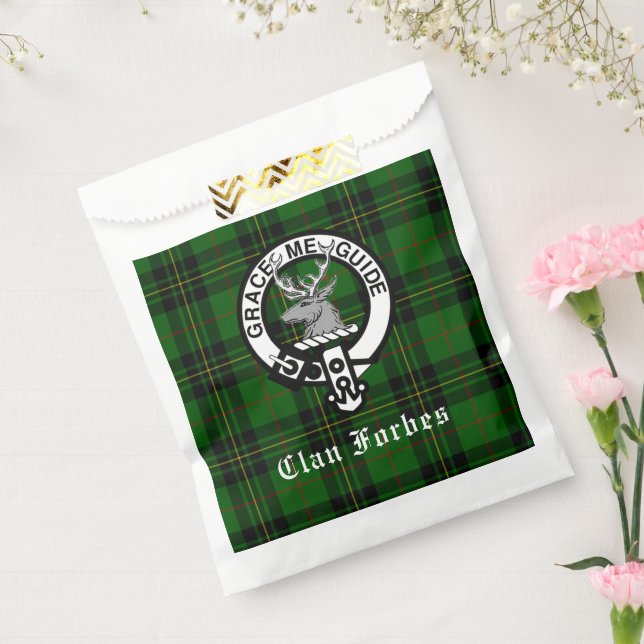 Clan Forbes Tartan and Crest Badge  Favour Bags (Sealed)