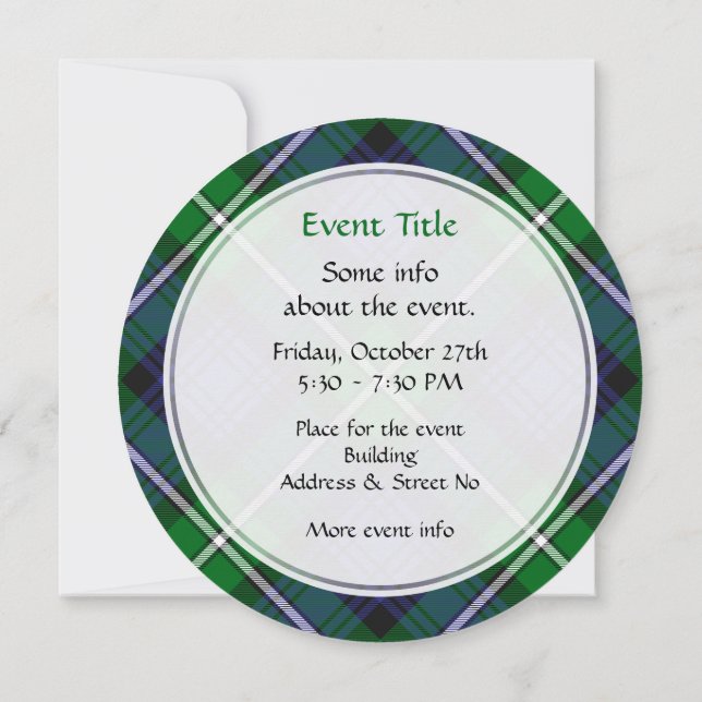 Clan Forbes Tartan Invitation (Back)