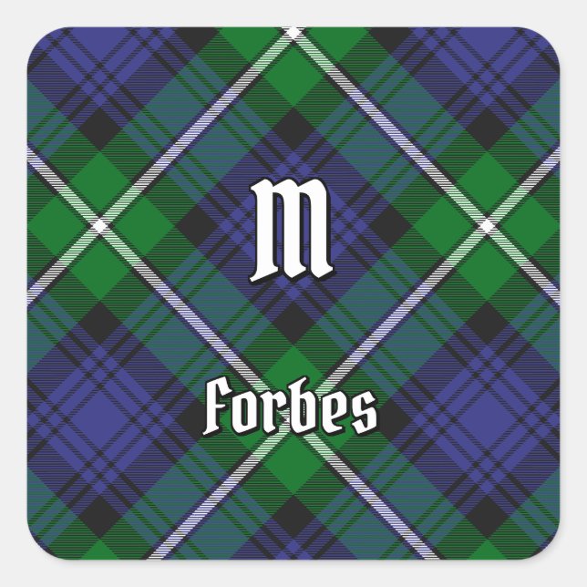 Clan Forbes Tartan Square Sticker (Front)
