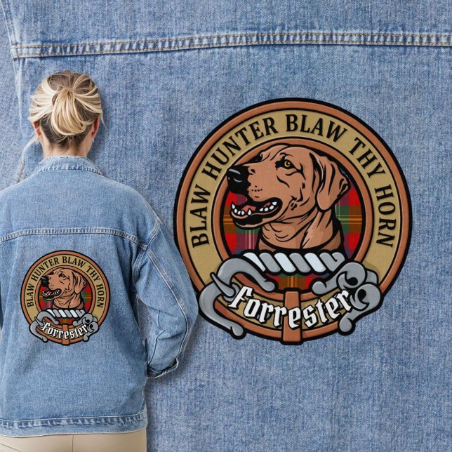 Clan Forrester Crest over Tartan Denim Jacket (Creator Uploaded)