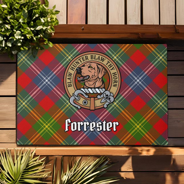 Clan Forrester Crest over Tartan Doormat (Creator Uploaded)