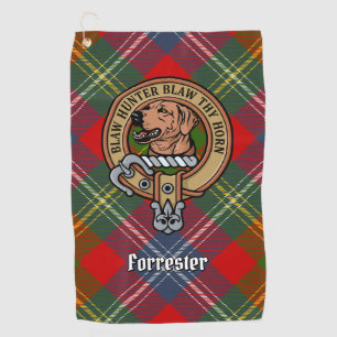Clan Forrester Crest over Tartan Golf Towel