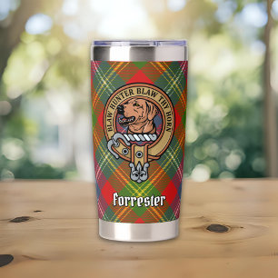 Clan Forrester Crest over Tartan Insulated Tumbler