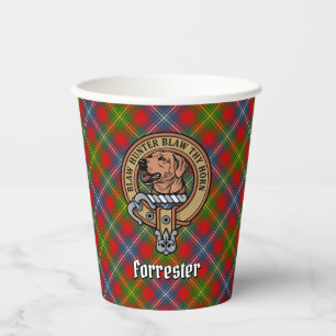 Clan Forrester Crest over Tartan Paper Cups