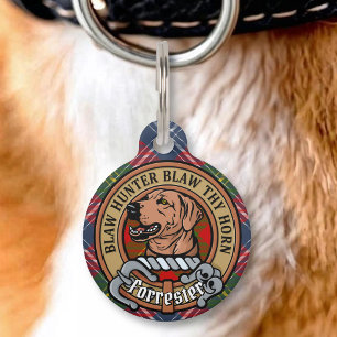 Clan Forrester Crest over Tartan Pet Tag