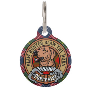 Clan Forrester Crest over Tartan Pet Tag