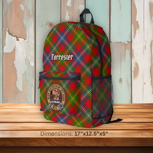 Clan Forrester Crest over Tartan Printed Backpack (Creator Uploaded)